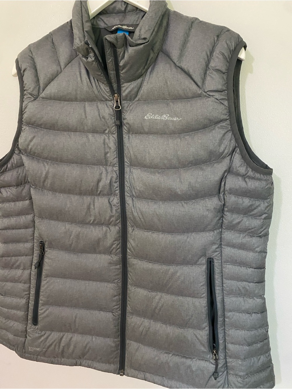 Eddie Bauer Down Heather Gray Packable Puffer Vest PERTEX